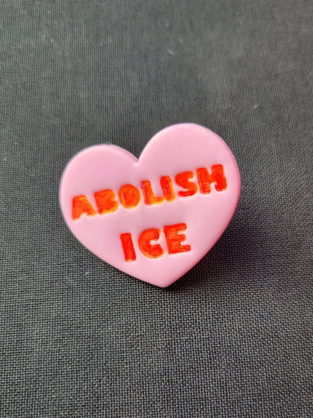 Abolish ICE Heart Pin | Pink & Red Handmade Statement Pin